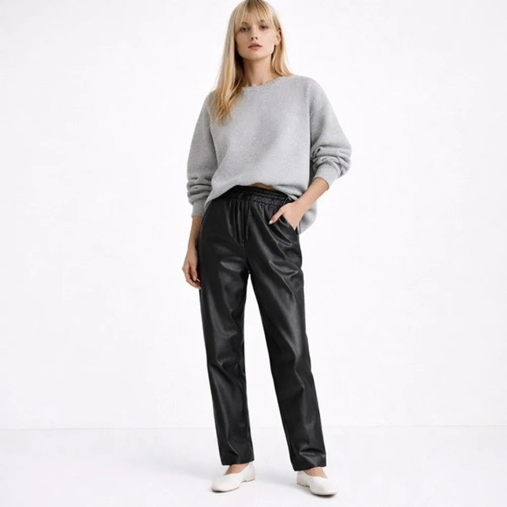 Rag & Bone Black Lambskin Leather Drawstring Pants Size XS